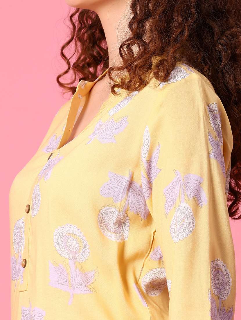 women floral printed three quarter sleeve straight kurta - 22168802 -  Standard Image - 5