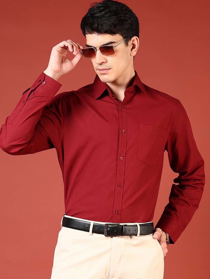 men solid long sleeve regualr fit formal shirt