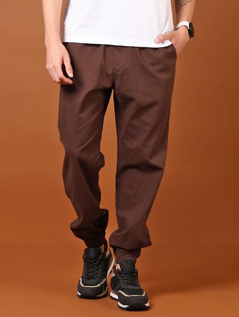 men solid mid rise relaxed fit jogger