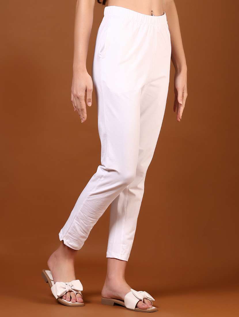 women solid mid rise ankle length tapered pant - 22168841 -  Standard Image - 3