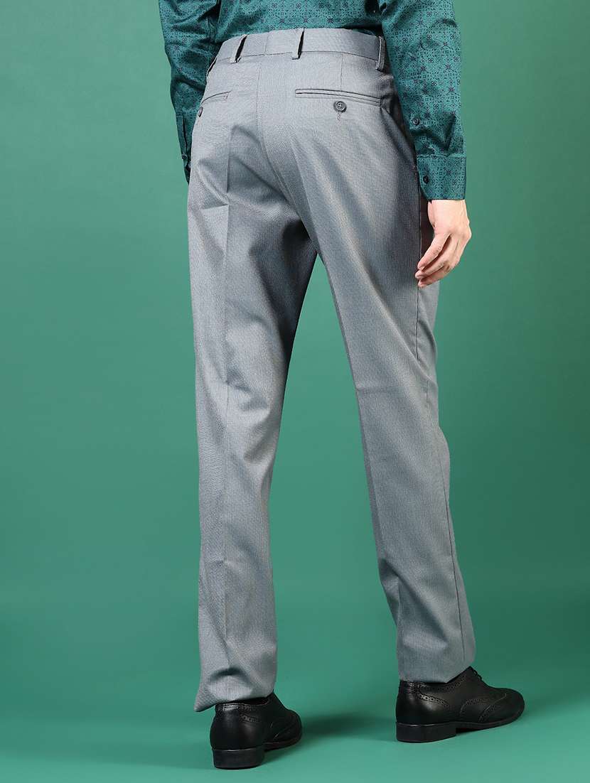 men solid mid rise flat front formal trouser - 22168902 -  Standard Image - 3