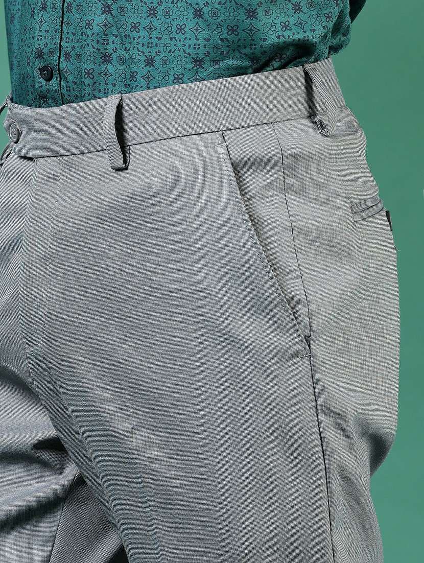 men solid mid rise flat front formal trouser - 22168902 -  Standard Image - 5