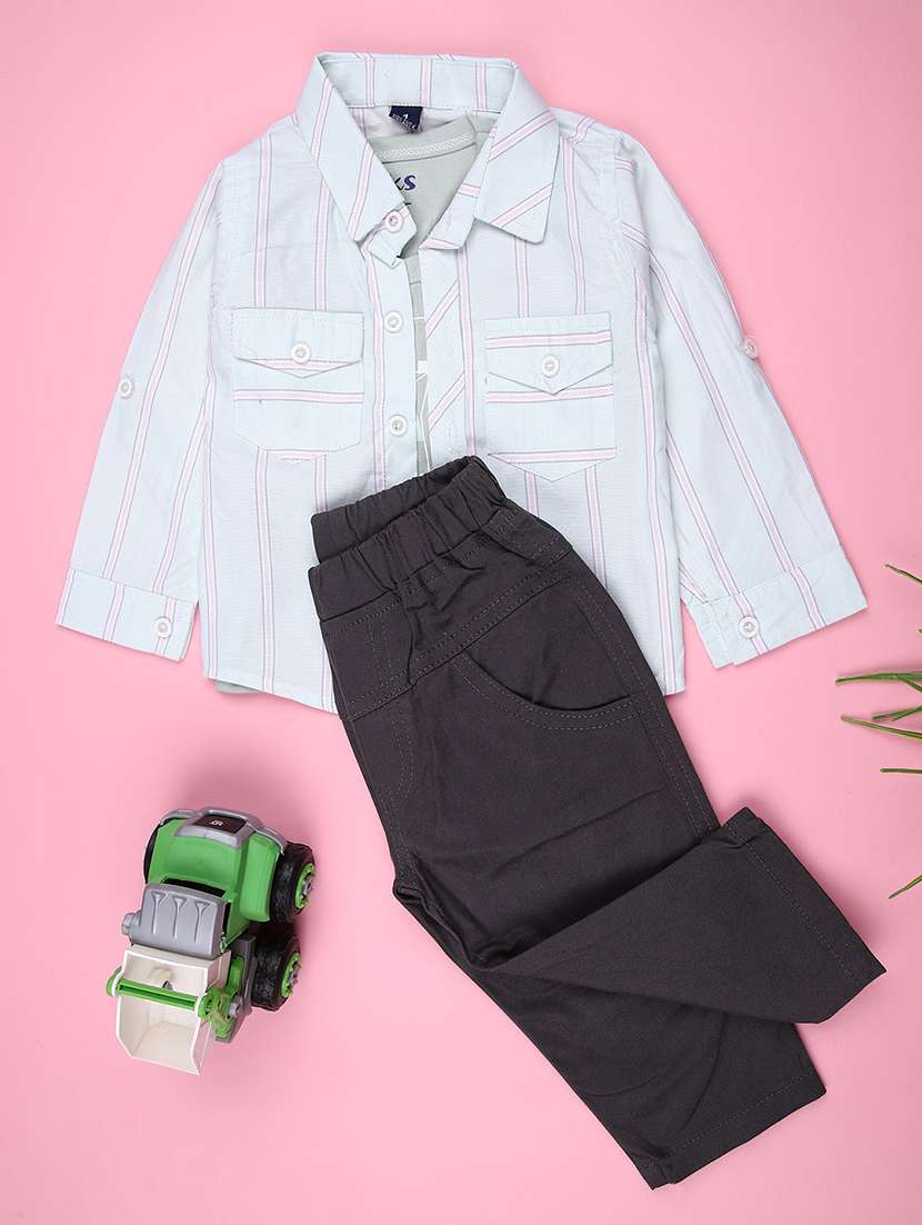 boys striped shirt and trouser co-ord set