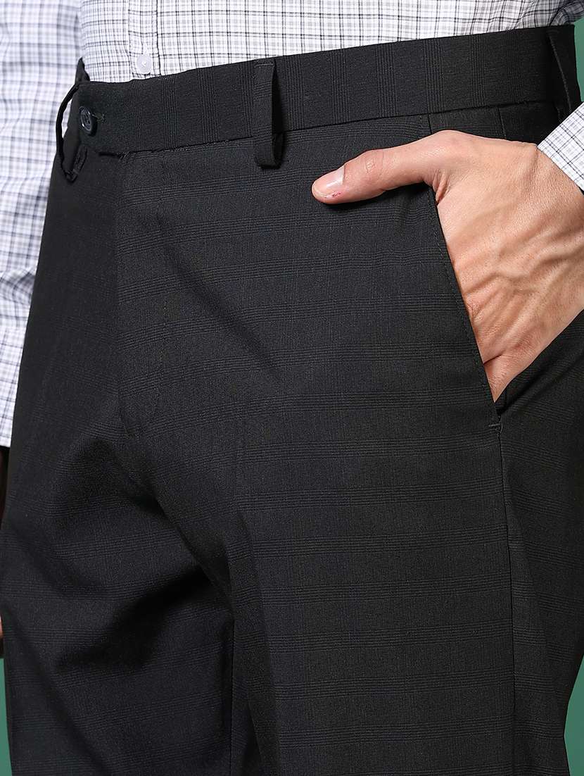 men checkered mid rise flat front formal trouser - 22168942 -  Standard Image - 5