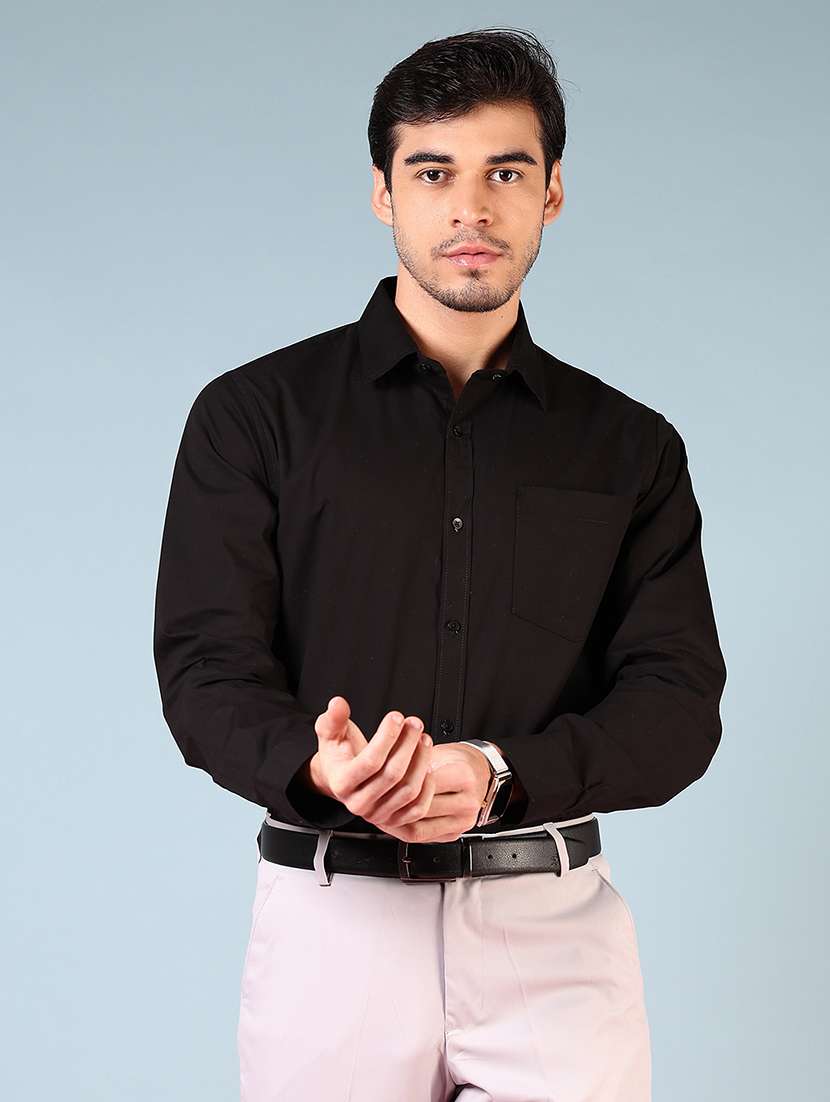 men solid long sleeve regualr fit formal shirt