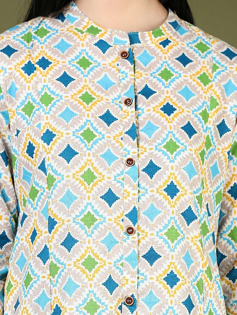 women printed three quarter sleeve a-line kurta - 22169181 -  Standard Image - 5