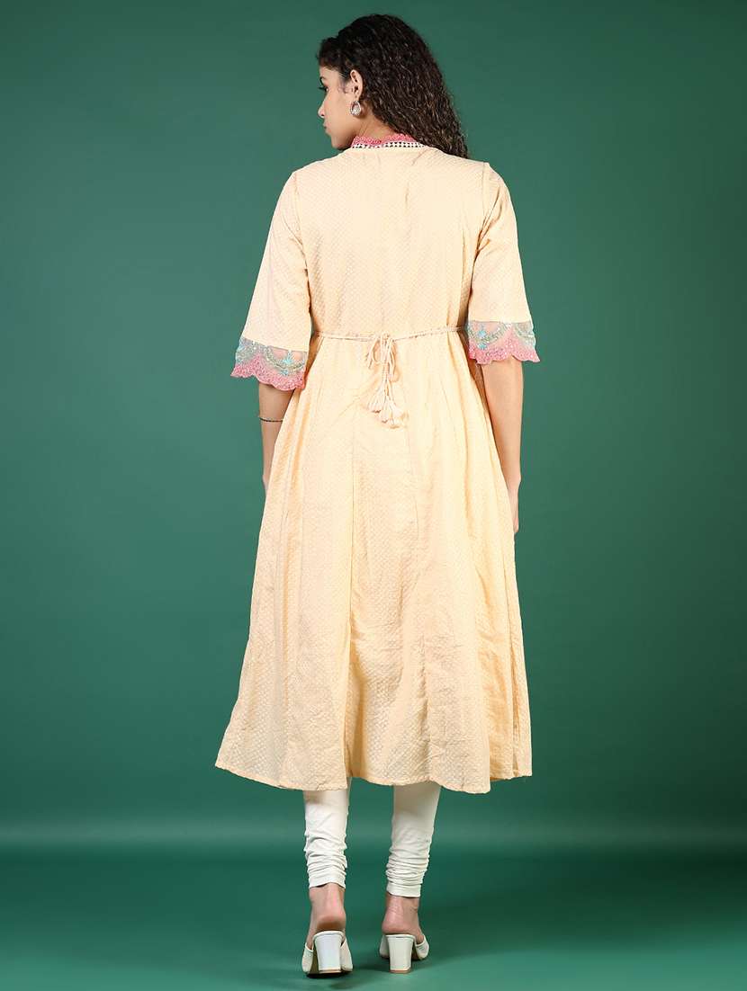 women self design three quarter sleeve anarkali kurta - 22169182 -  Standard Image - 3