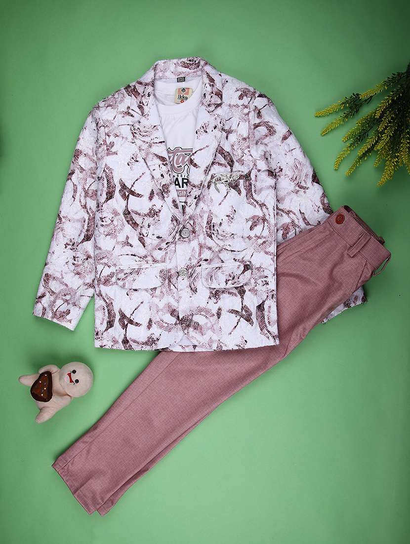 boys printed long sleeve 3 piece suit set