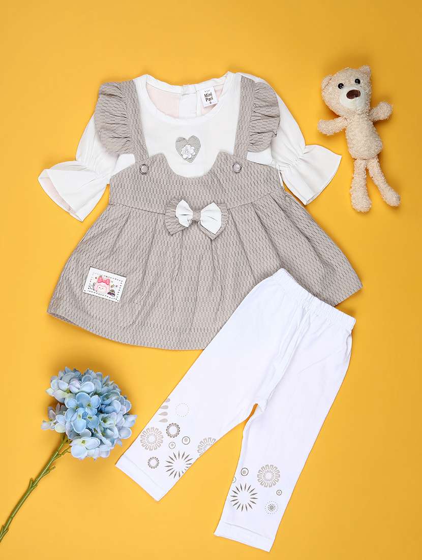 girls solid top and trouser co-ord set