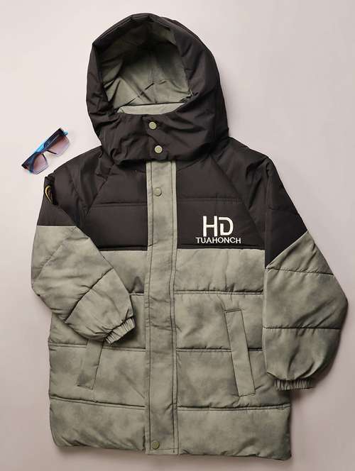 boys color blocked long sleeve hooded quilted jacket  - 22169561 -  Standard Image - 0