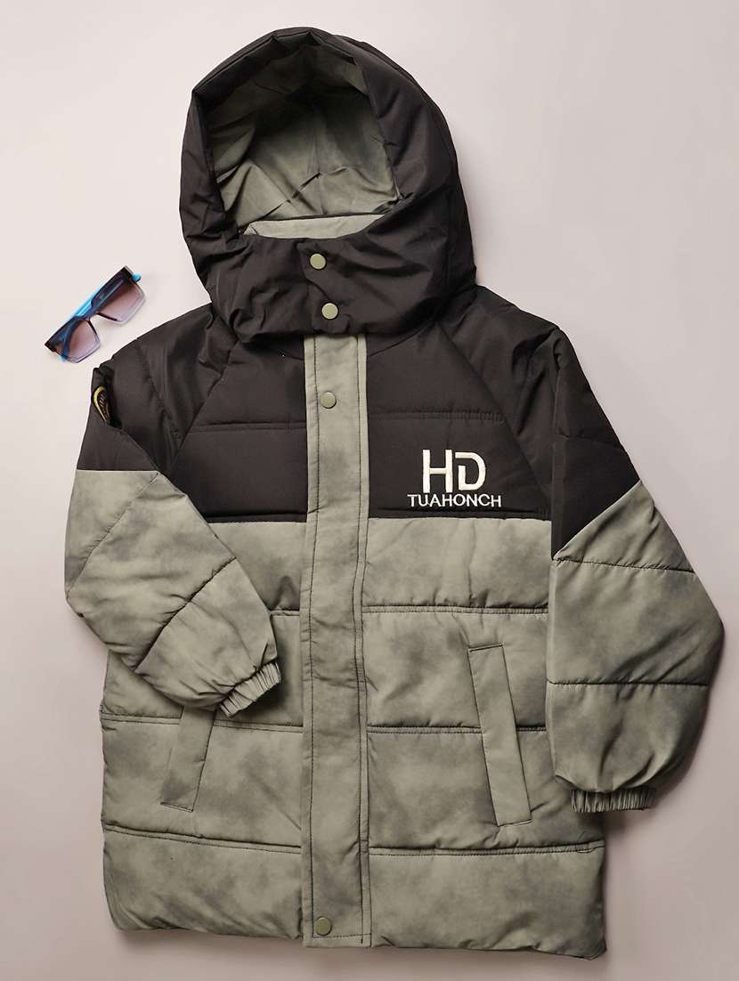 boys color blocked long sleeve hooded quilted jacket  - 22169561 -  Zoom Image - 0