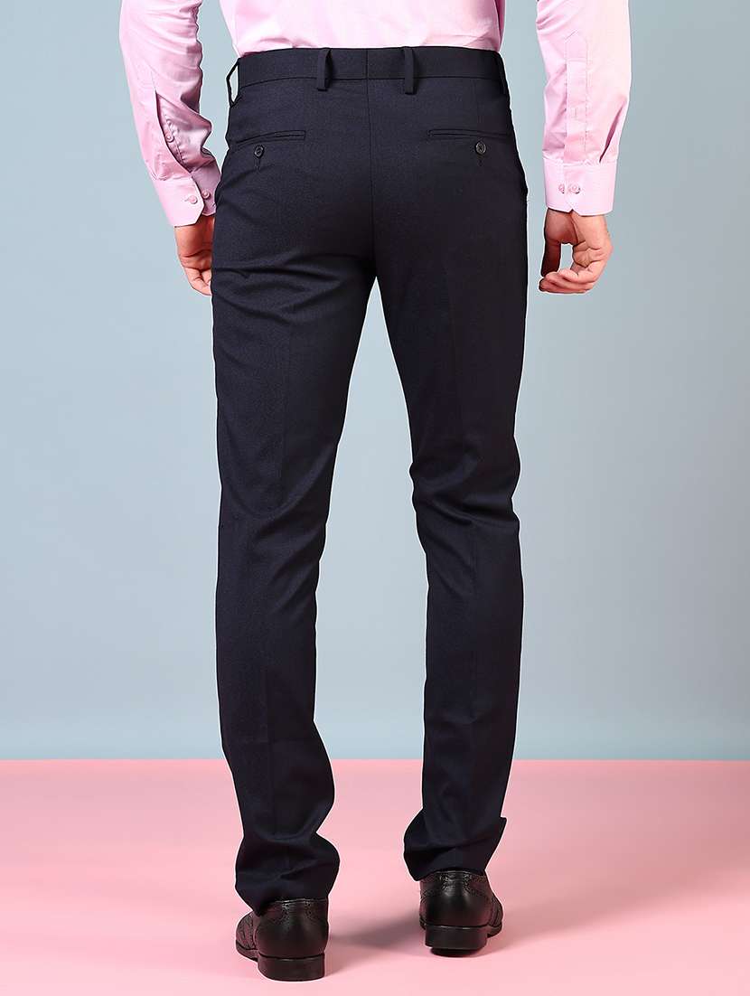 men solid mid rise flat front formal trouser - 22169578 -  Standard Image - 3