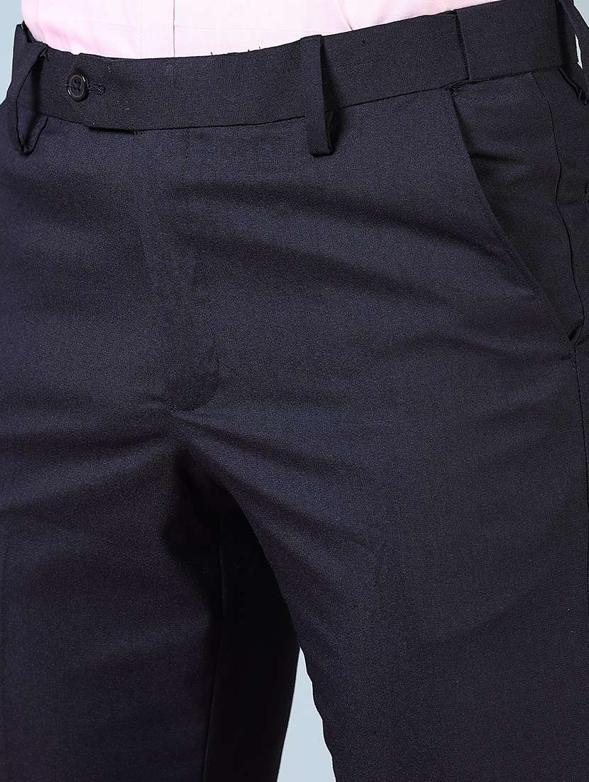 men solid mid rise flat front formal trouser - 22169578 -  Standard Image - 5