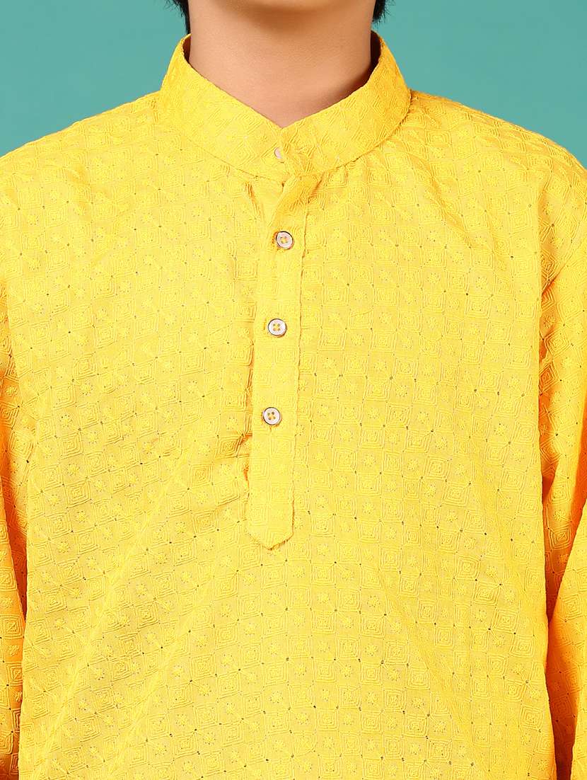 boys embroidered long sleeve kurta and pyjama set - 22169630 -  Standard Image - 5