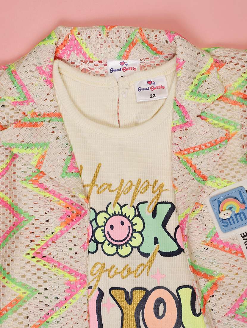 girls printed top and shorts co-ord set - 22169669 -  Standard Image - 3