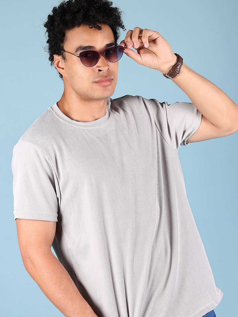men solid short sleeve regular fit t-shirt