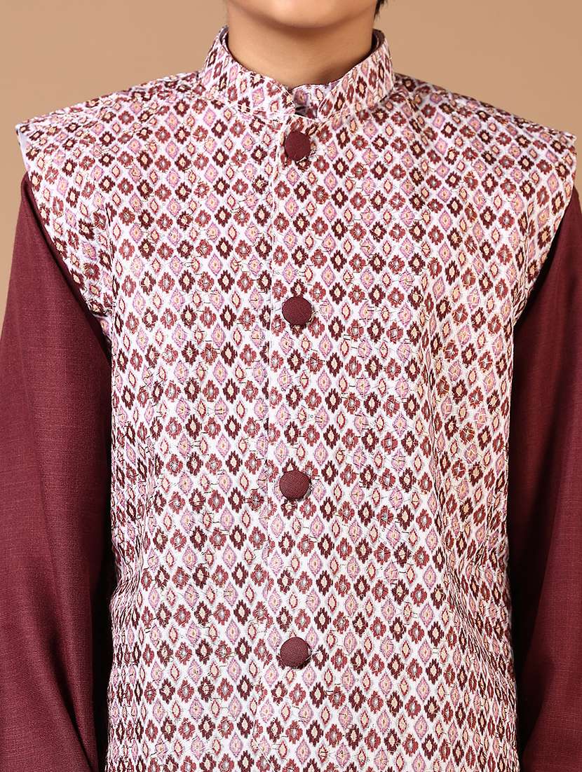 Boys Printed Long Sleeve Kurta And Pyjama Set - 22169941 -  Standard Image - 5
