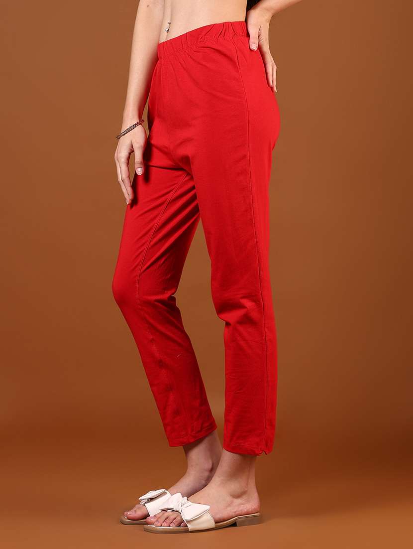 women solid mid rise ankle length tapered pant - 22169952 -  Standard Image - 3