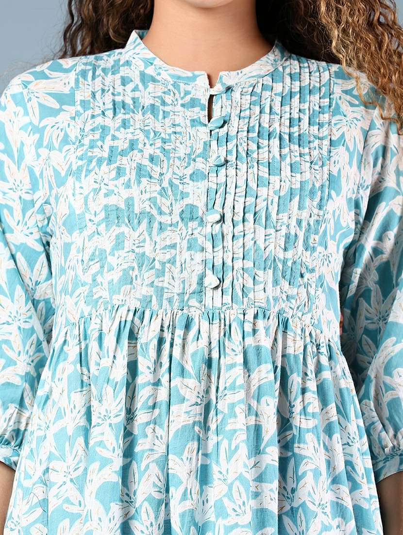 women floral printed three quarter sleeve tiered kurta - 22170052 -  Standard Image - 5