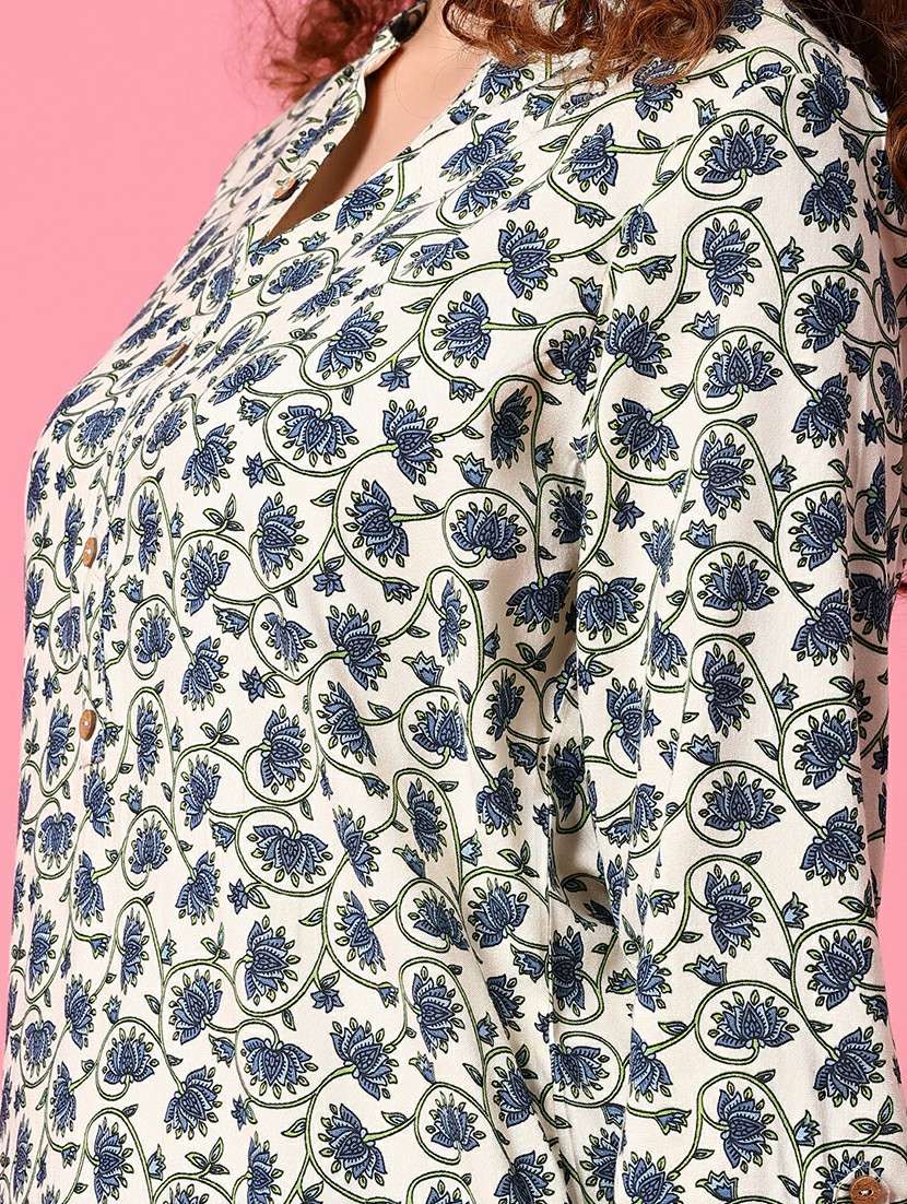 women floral printed three quarter sleeve straight kurta - 22170153 -  Standard Image - 5