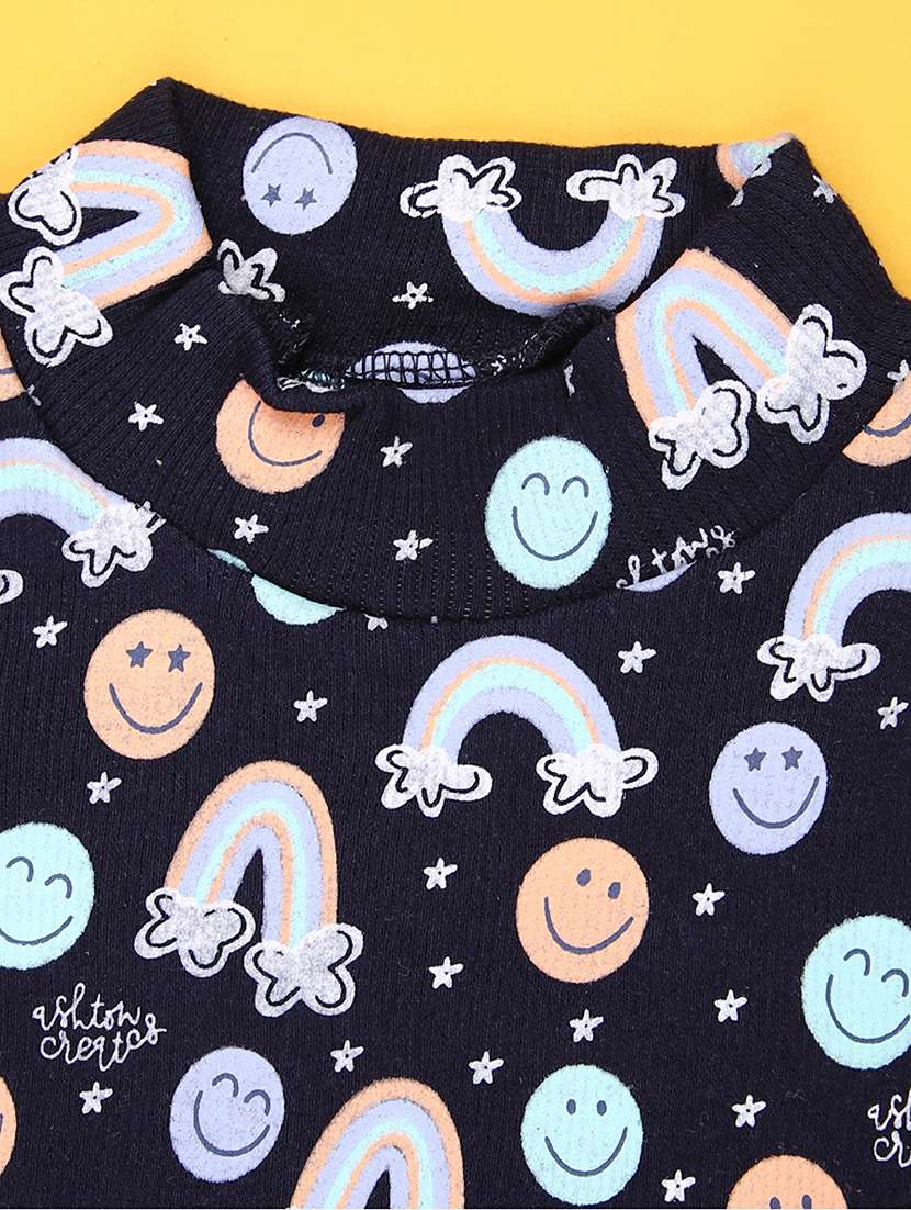 girls printed mock neck long sleeve tee - 22170320 -  Standard Image - 3