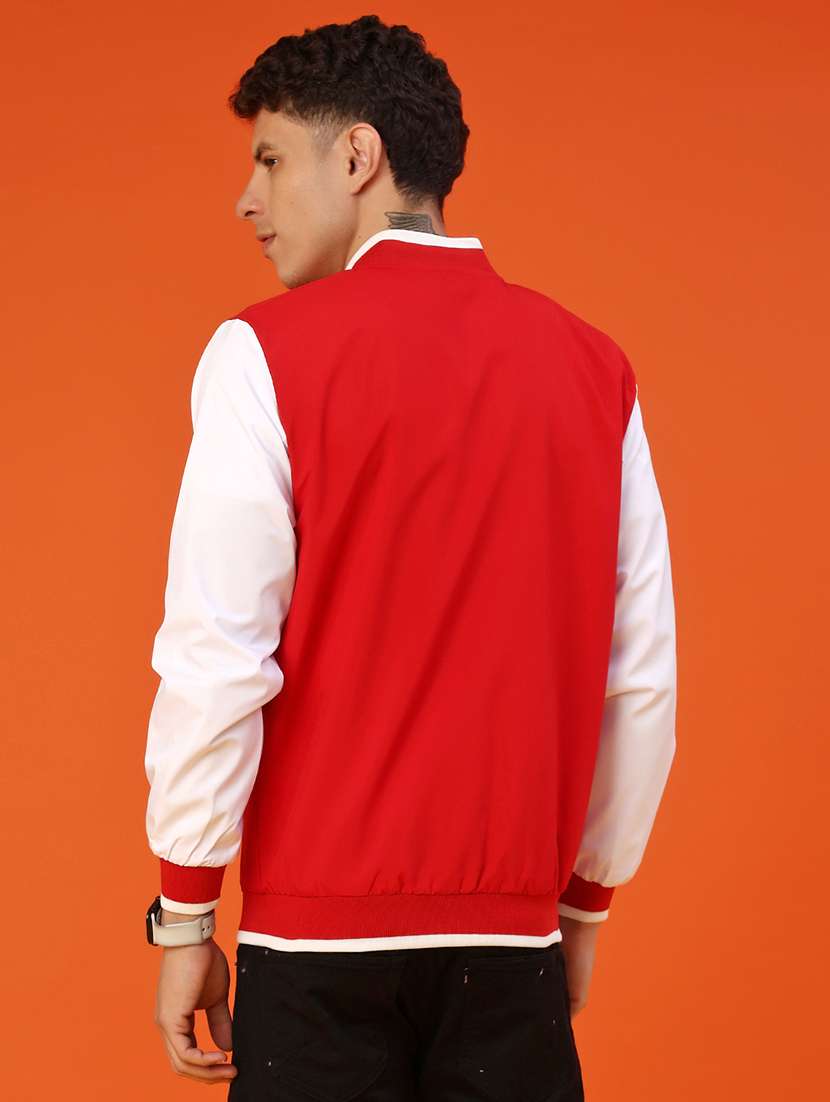 men color block henley neck varsity jacket - 22170334 -  Standard Image - 3