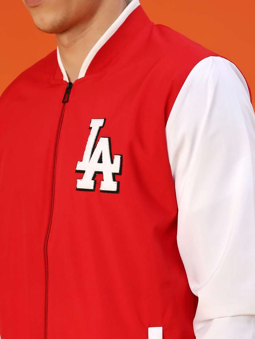 men color block henley neck varsity jacket - 22170334 -  Standard Image - 5