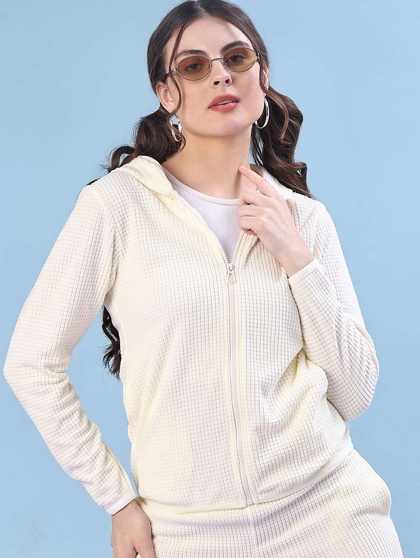 women self design long sleeve hooded sweatshirt