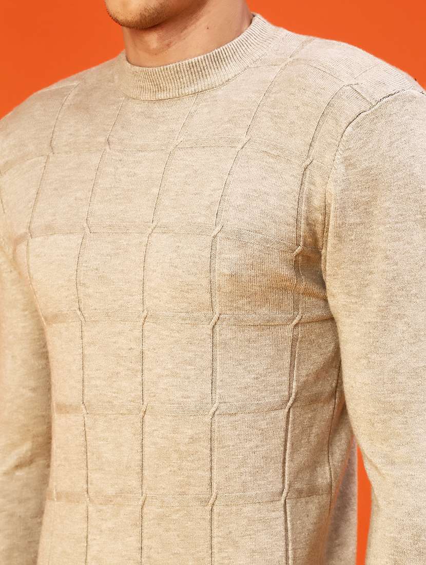 Men Checkered Long Sleeve Slim Fit Pullover - 22170432 -  Standard Image - 5