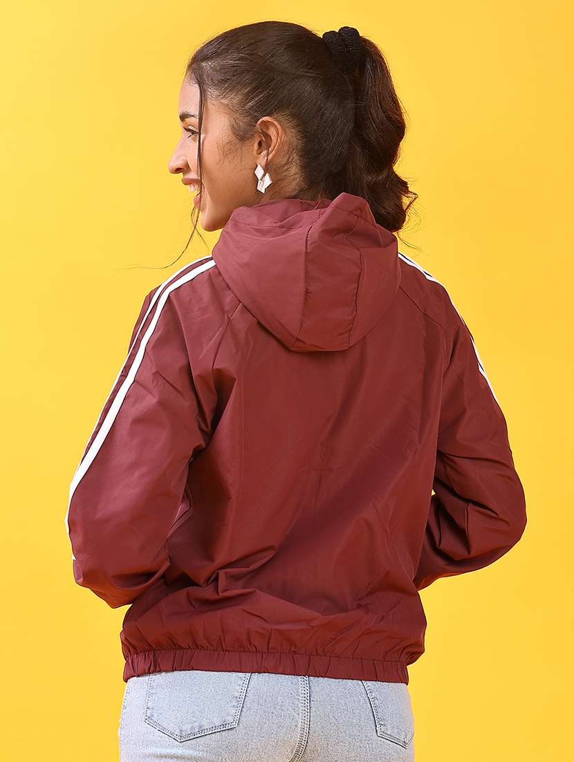 women solid long sleeve hooded windcheater jacket - 22170450 -  Standard Image - 3