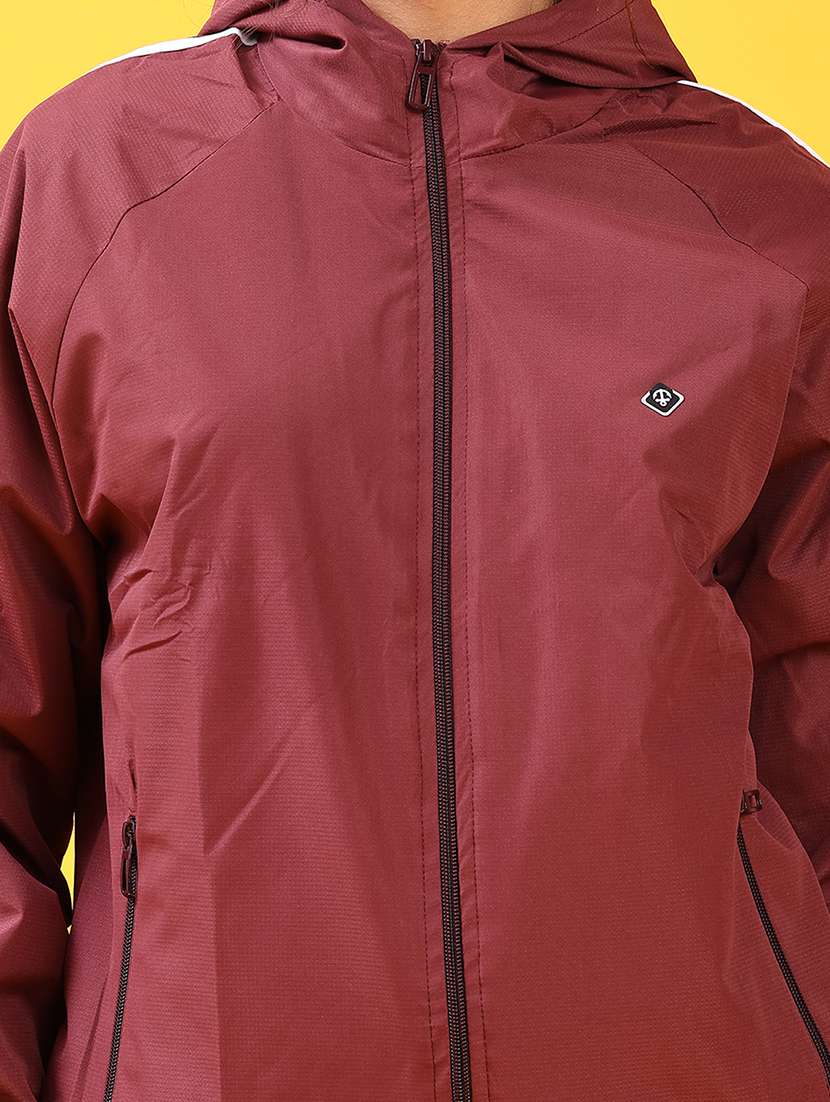 women solid long sleeve hooded windcheater jacket - 22170450 -  Standard Image - 5