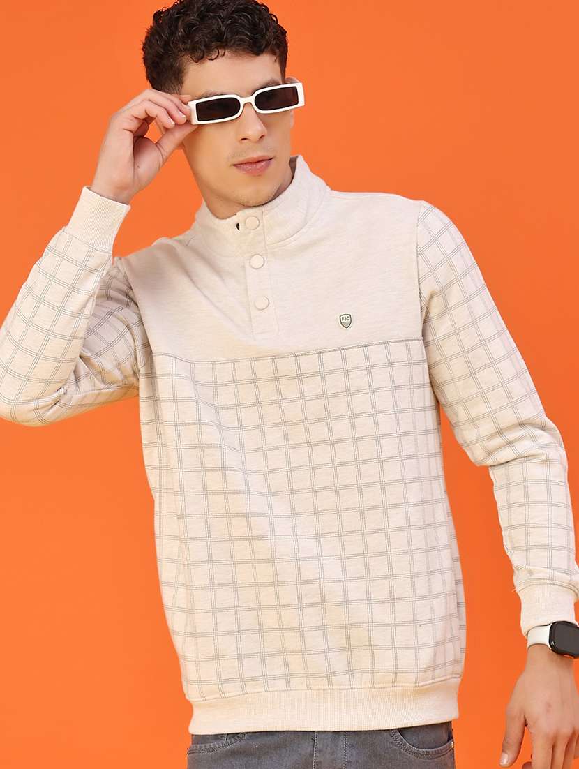 men checkered long sleeve regular fit sweatshirt