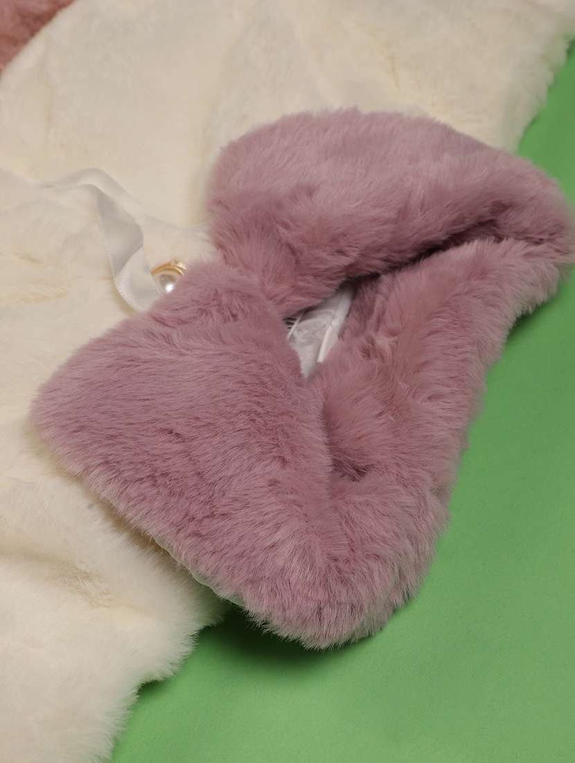 girls solid long sleeve fur jacket - 22170530 -  Standard Image - 3