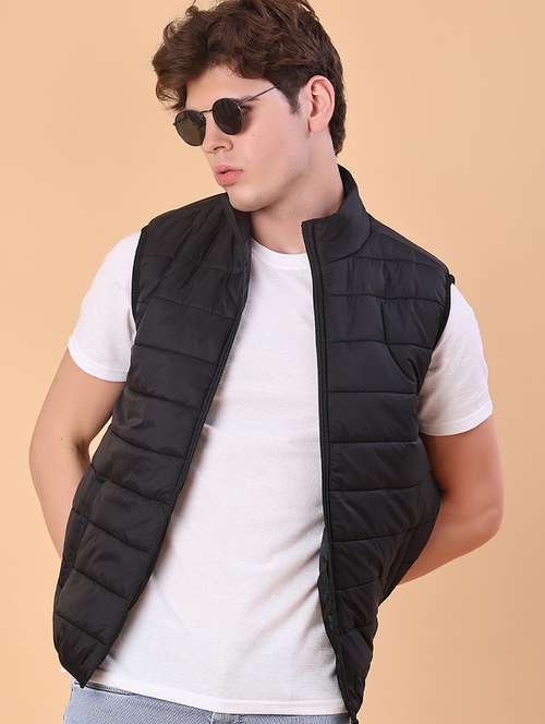 men solid sleeveless lightweight puffer jacket - 22170618 -  Standard Image - 0