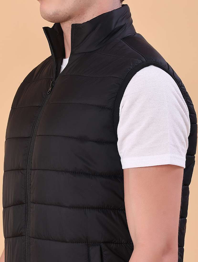 men solid sleeveless lightweight puffer jacket - 22170618 -  Standard Image - 5