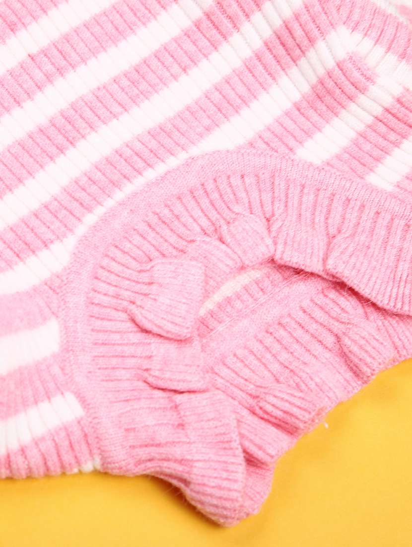 girls striped mock neck long sleeve sweater - 22170634 -  Standard Image - 3