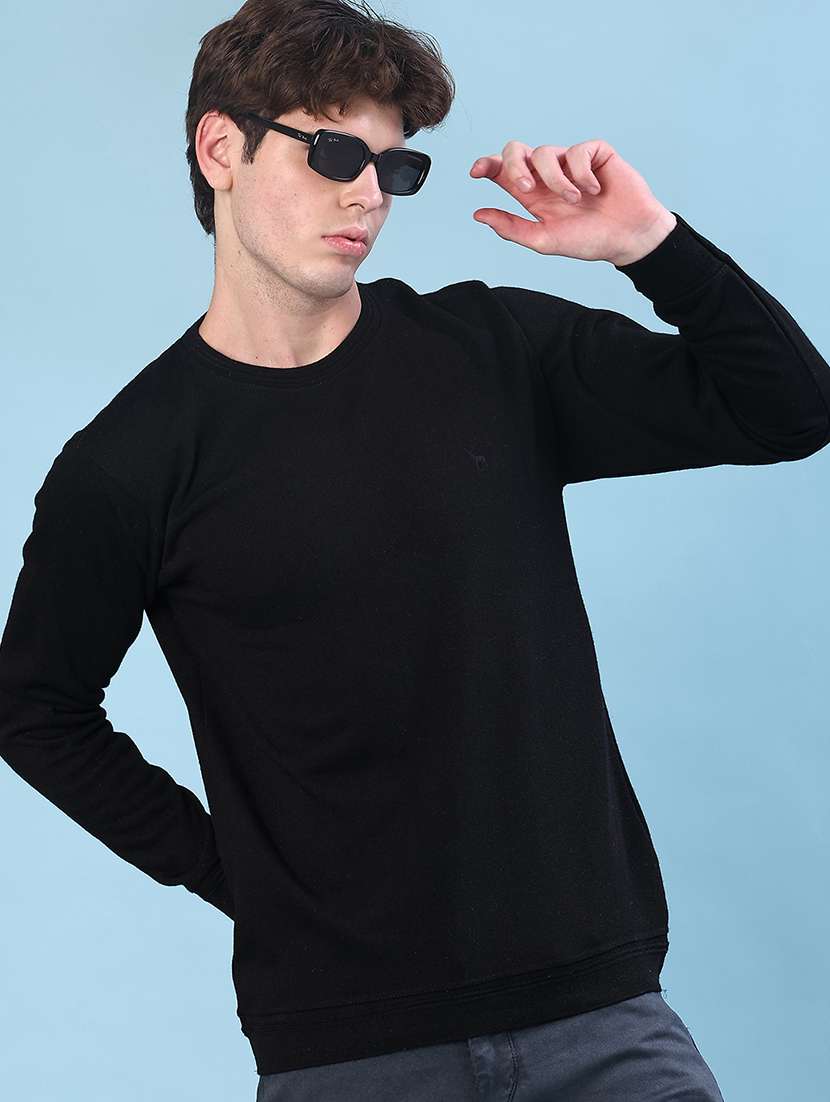 black cotton blend pullover