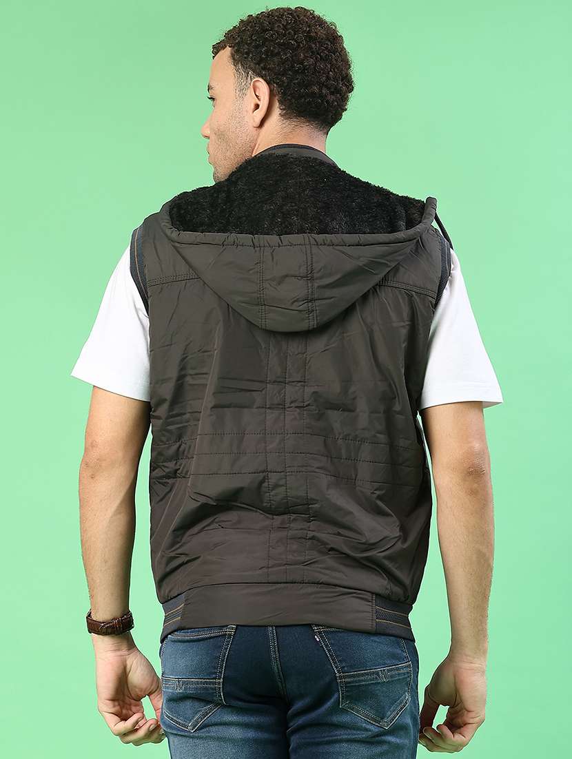 men solid sleeveless lightweight bomber jacket - 22170760 -  Standard Image - 3