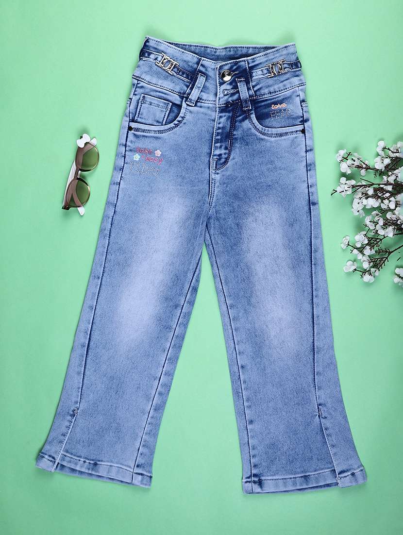 girls solid mid rise bootcut jean