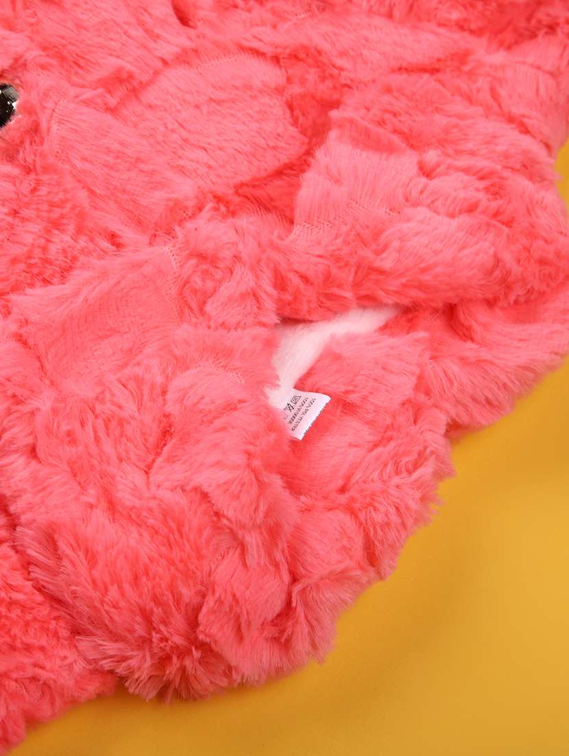 Girls Self Designed Collared Fur Jacket - 22170808 -  Standard Image - 3