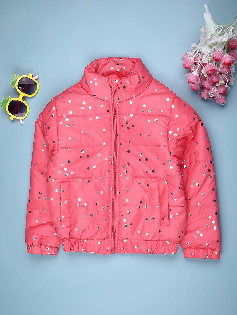 girls printed long sleeve quilted jacket