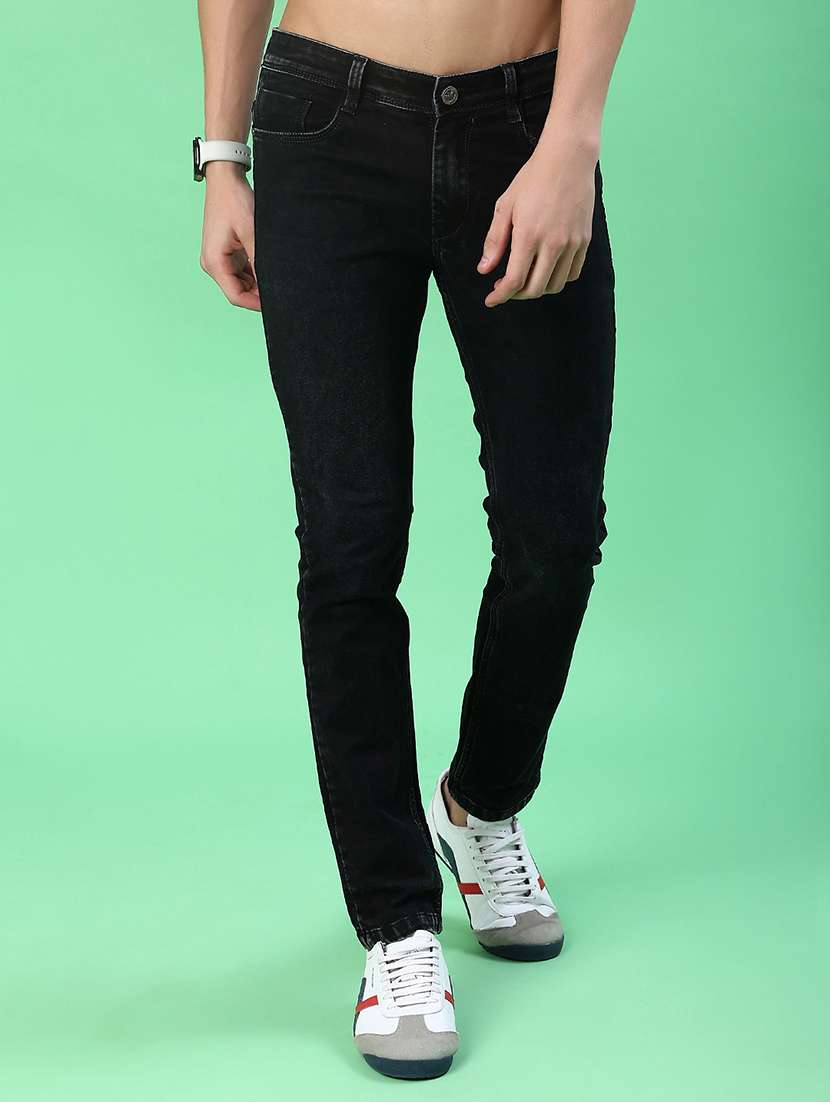 men plain mid rise full length jean