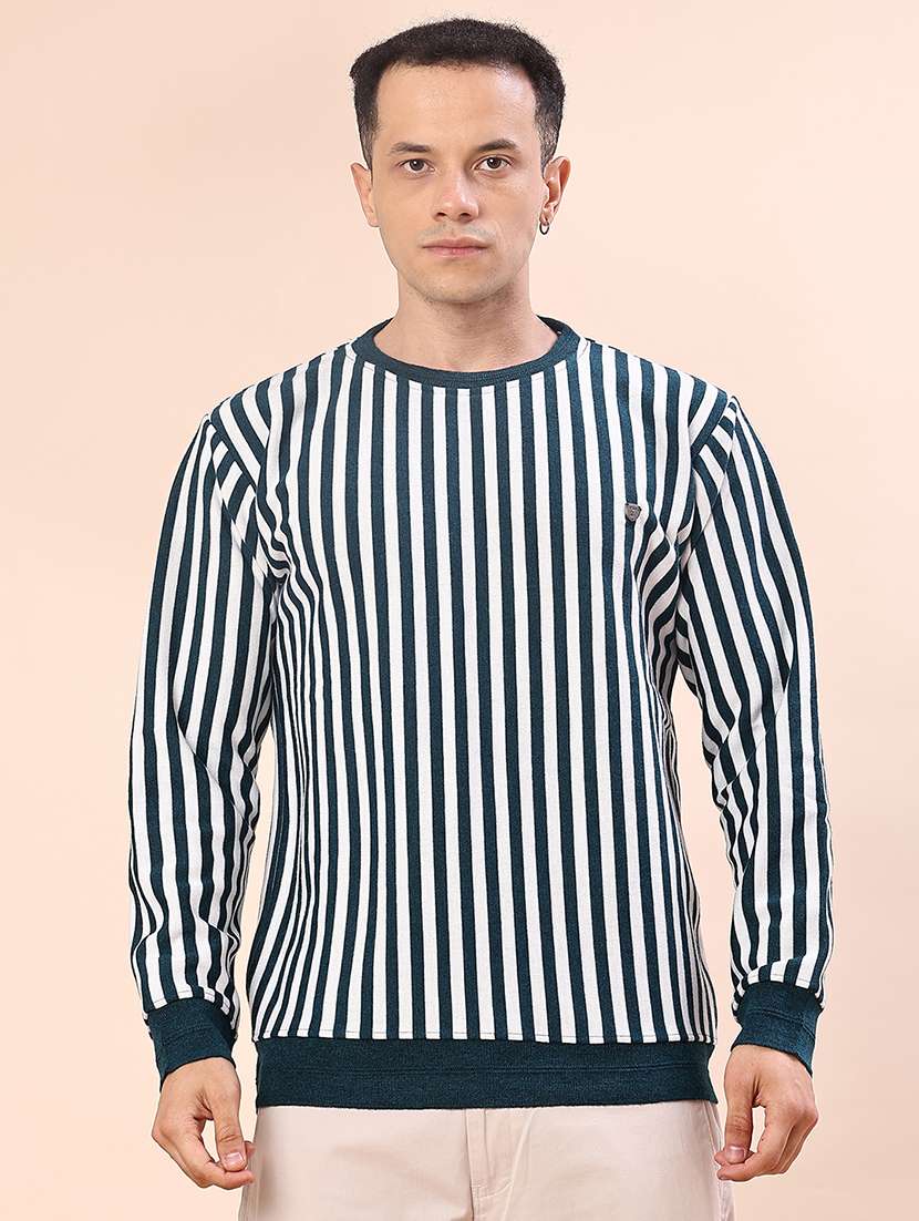 men striped long sleeve regular fit pullover 