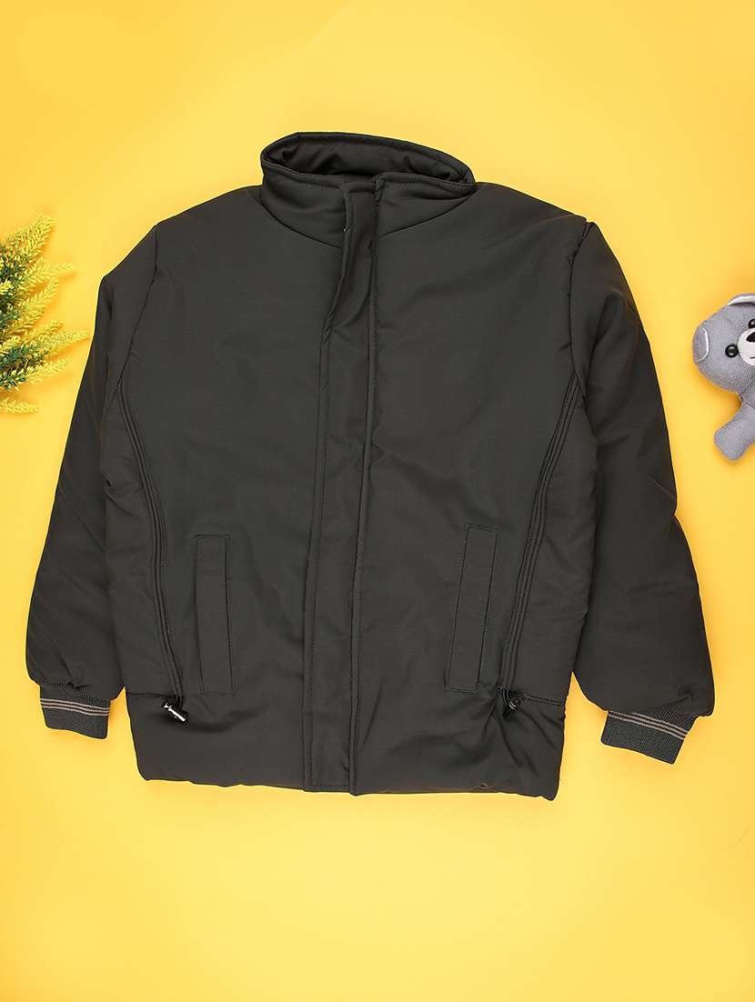 boys solid long sleeve quilted jacket