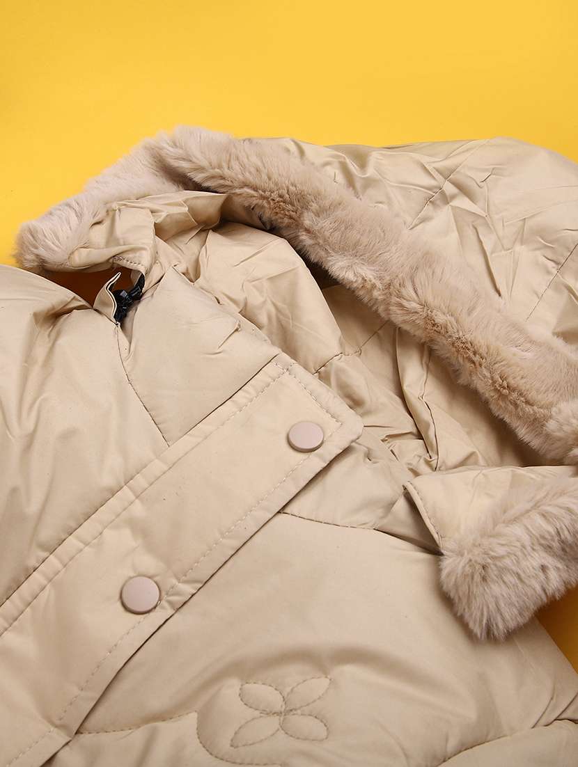 girls solid long sleeve hooded quilted jacket - 22170856 -  Standard Image - 3