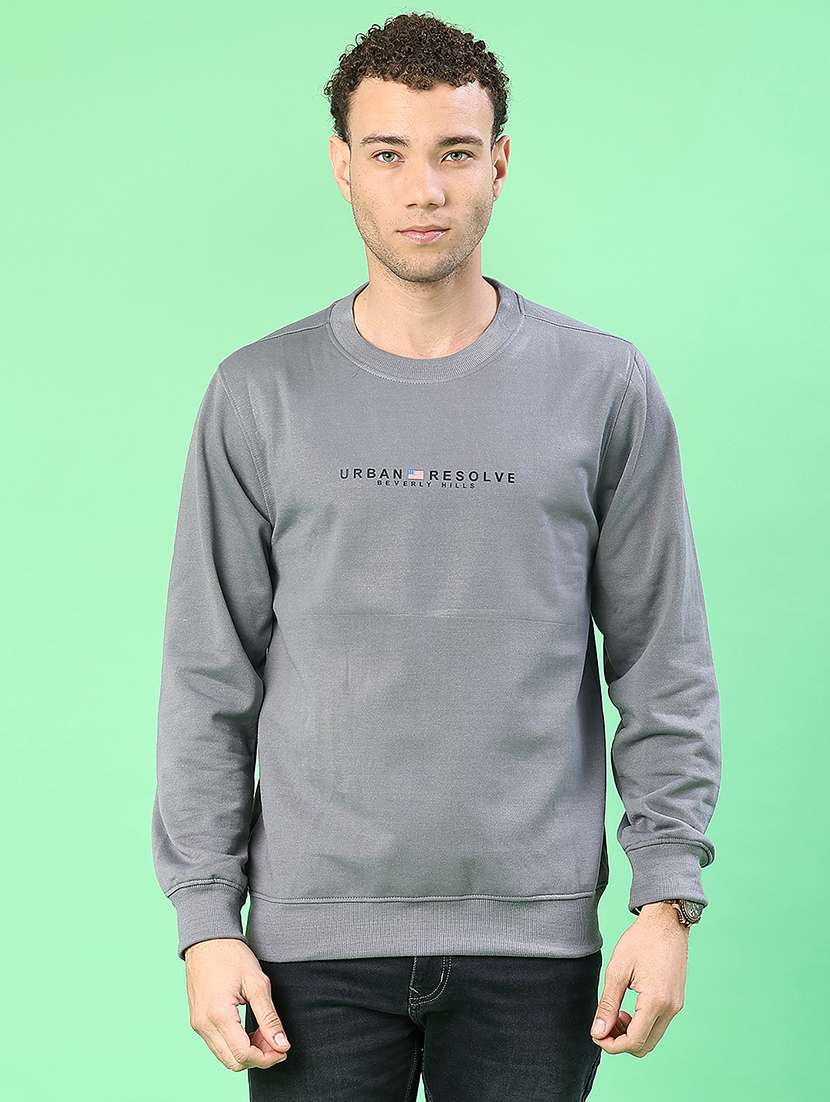 men chest print long sleeve regular fit sweatshirt