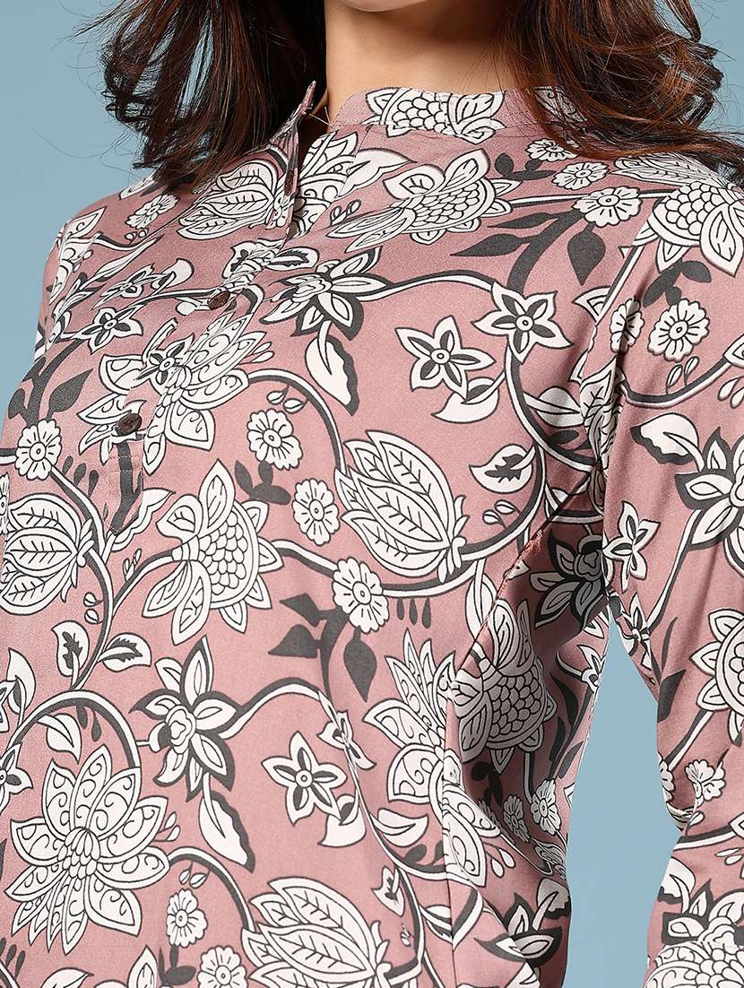 women floral three quarter sleeve kurta palazzo set - 22170903 -  Standard Image - 5
