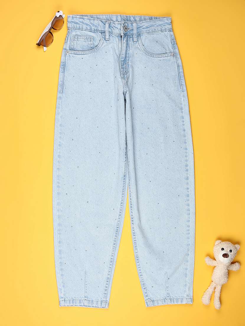 girls blue denim plain jean