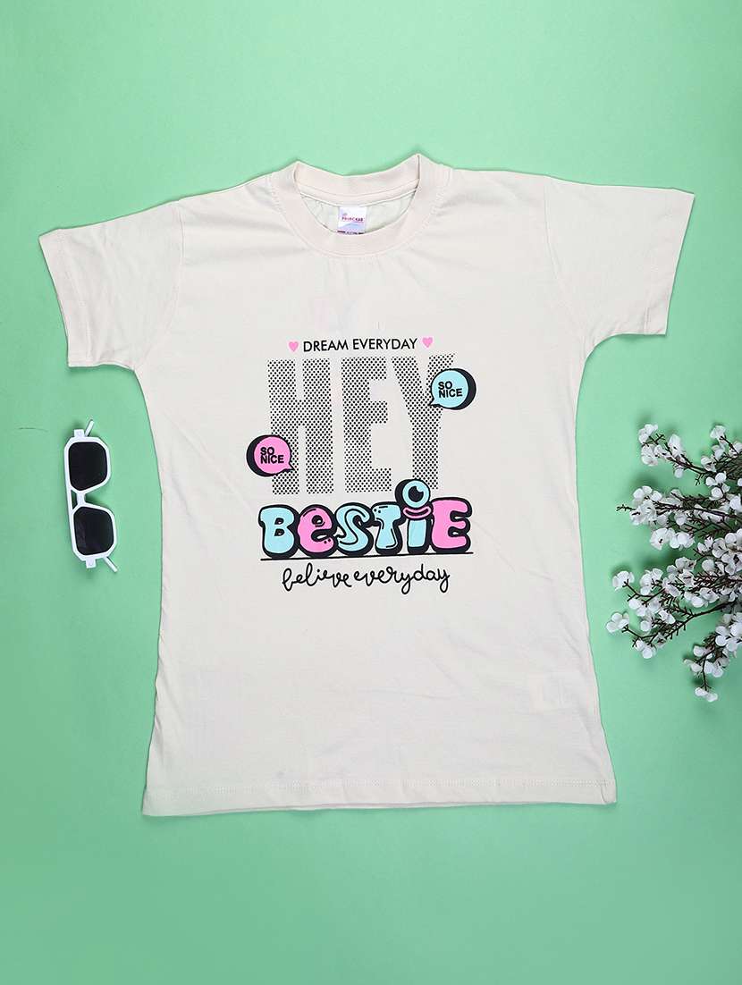 girls printed round neck t-shirt