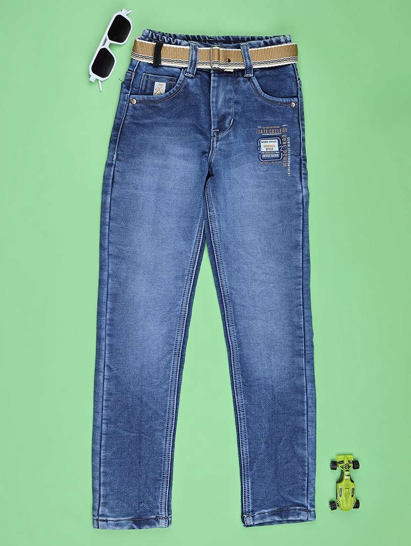 boys solid mid rise slim fit jean